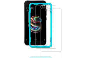 [2PCS Pack] Xiaomi Mi A1 Screen Protector,**Bubble Free Installation Applicator** Flos Tempered Glass Screen Protector [Anti-Fingerprint] For Xiaomi Mi A1-Transparent