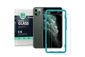 Ibywind Screen Protector for iPhone 11 Pro Max [Pack of 2] with Back Carbon Fiber Skin Protector,Including Easy Install Kit