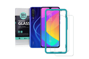 Ibywind Screen Protector for Xiaomi Mi 9 Lite [Pack of 2] with Camera Lens Tempered Glass Protector,Back Carbon Fiber Skin Protector,Including Easy Install Kit