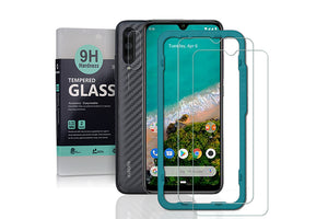 Ibywind Screen Protector for Xiaomi Mi A3 / Mi CC9e [Pack of 2] with Camera Lens Tempered Glass Protector,Back Carbon Fiber Skin Protector,Including Easy Install Kit