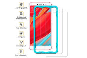 Ibywind Redmi S2 Tempered Glass Screen Protector with Bubble Free Installation Applicator,Anti-Fingerprint,without White Edges for Redmi S2(Pack of 2)-Transparent