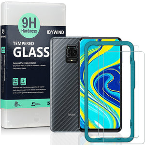 Ibywind 2PCS Pack Redmi Note 9S,Bubble Free Installation Applicator Tempered Glass Screen Protector [Anti-Fingerprint] For Redmi Note 9s-Transparent