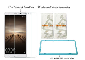 [2PCS PACK] Huawei Mate 9 SCREEN PROTECTOR,**BUBBLE FREE INSTALLATION APPLICATOR** FLOS TEMPERED GLASS SCREEN PROTECTOR [ANTI-FINGERPRINT] FOR Huawei Mate 9 -TRANSPARENT