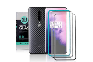 Ibywind Screen Protector for OnePlus 7 Pro [Pack of 2][9D Full Curved] with Camera Lens Tempered Glass Protector,Back Carbon Fiber Skin Protector,Including Easy Install Kit